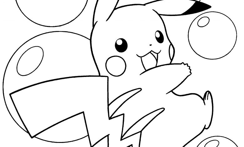 Tranh tô màu pikachu cute siêu đáng yêu ngộ nghĩnh nhất cho bé